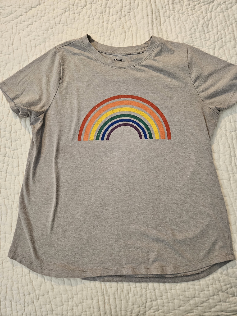Sonoma Vintage Light Gray Tee with Pride Rainbow